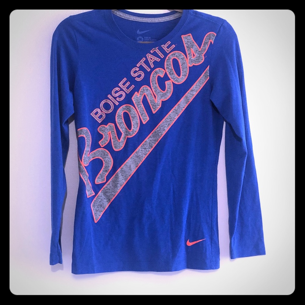 Nike Long Sleeve Tshirt Blue Boise State Slim Fit